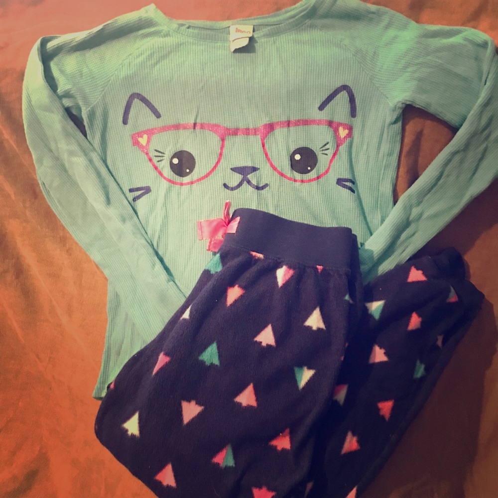 Kitty Cat Winter Pajamas blue